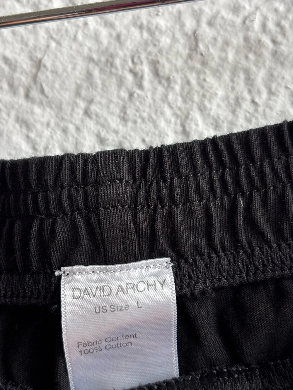 David Archy 100% Cotton Mens Black Drawstring Pajama Pants Size Large